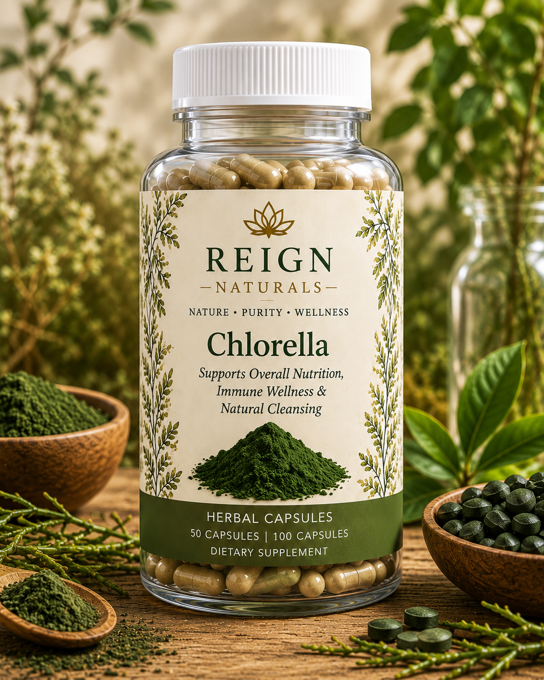 Chlorella herbal capsules by Reign Naturals