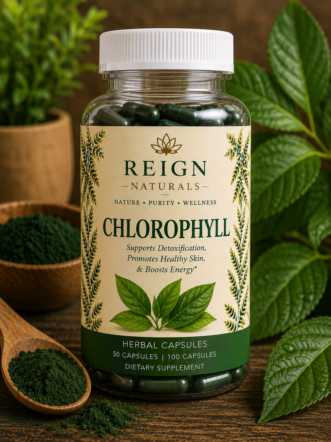 Chlorophyll herbal capsules by Reign Naturals