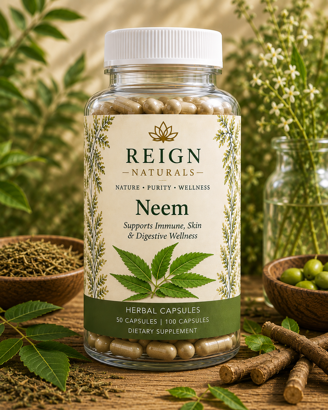 Neem herbal capsules by Reign Naturals