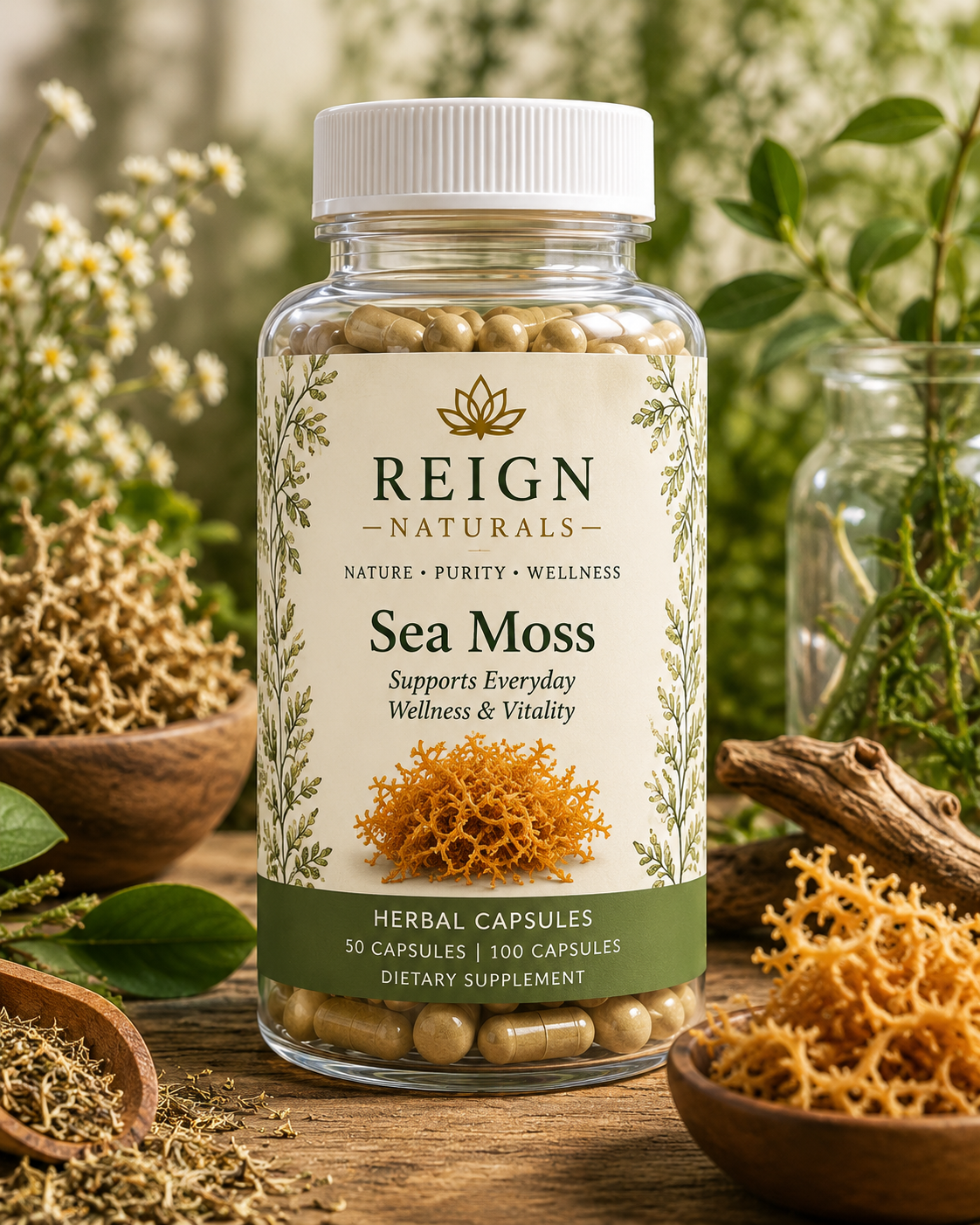 Sea Moss herbal capsules by Reign Naturals